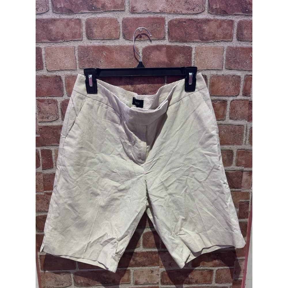 Talbots Womens Nude Striped Perfect Basic Bermuda Shorts W Back Pockets Size 10
